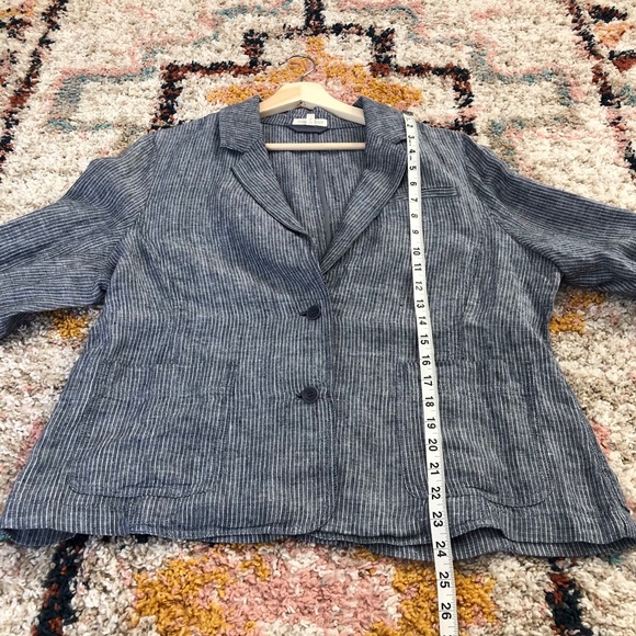 Eileen Fisher linen railroad stripe blazer - Picture 8 of 8